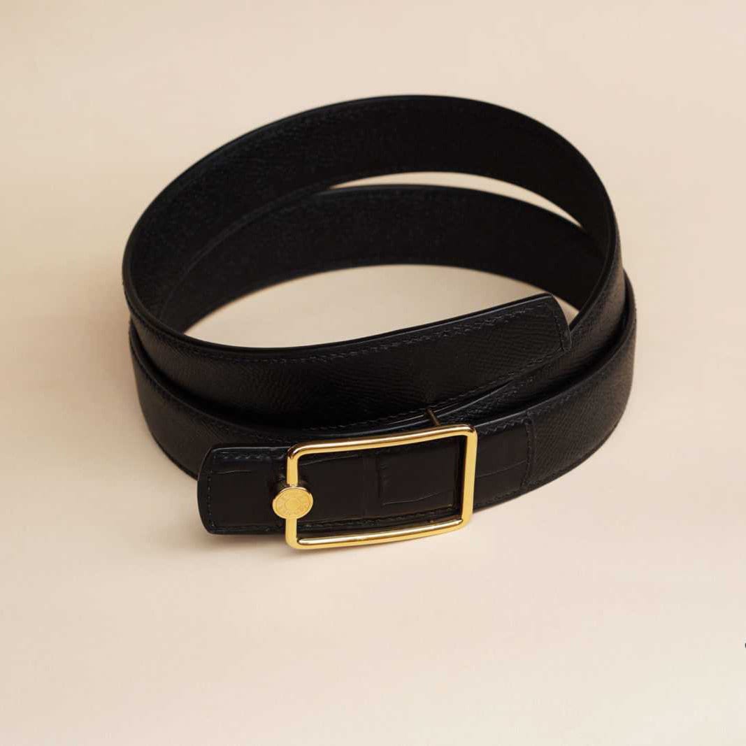 Good Quality K letter Black genuine leather designer belts men