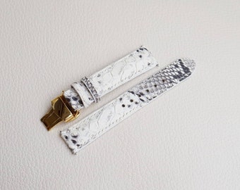 Handmade Python Leather Watch Strap, Natural White Python watch band. High quality leather Replacement watch bands. Unique watch bands