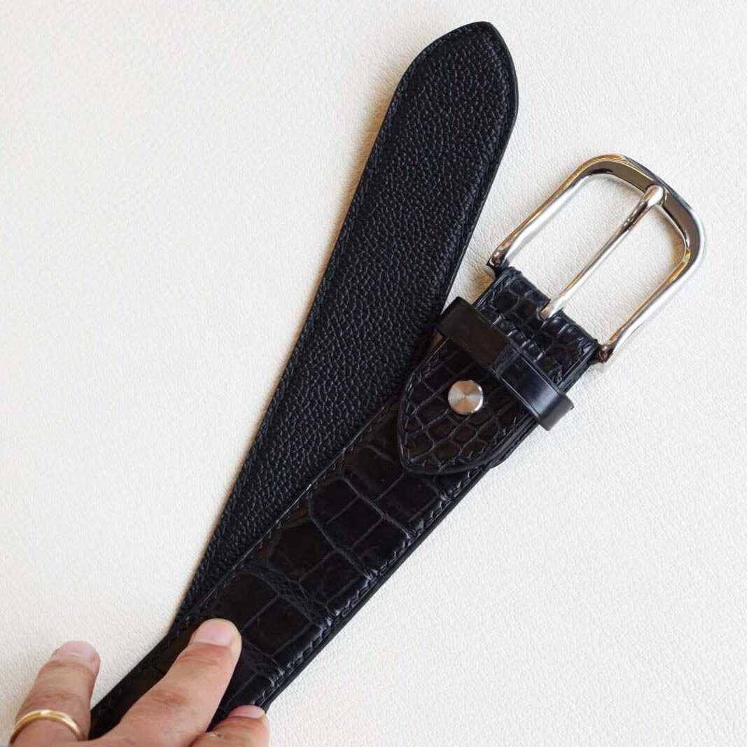 Black Alligator Leather Belt, men's belts for jeans. Best leather belt for men, Gift for him. Full Grain Alligator leather belt