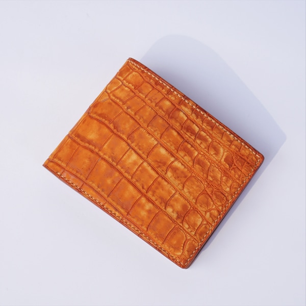 Terracotta Orange Alligator leather wallet, leather bifold wallet. Premium quality Alligator leather wallet. Mens Leather Wallet