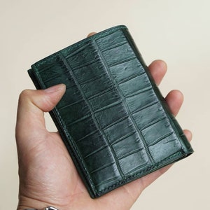 Full Grain Alligator Lederen portemonnee, tweevoudige portemonnee. Premium kwaliteit Alligator lederen portemonnee. Heren lederen portemonnee. Verticale leren portemonnees