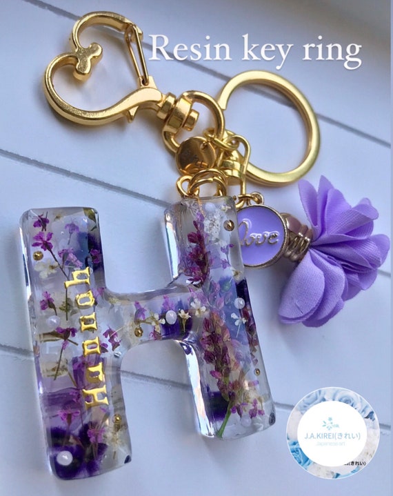 TheWildflowerResinCo Customizable Resin Letter Keychain | Pressed Flower Letter Keychain | Initial Keychain | Resin Keychain | Customizable Keychain | Birthday