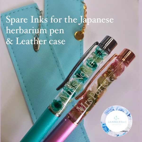 Refill/spare/black ink/blue ink/flower pen/floating pen/Japanese herbarium pen/supplies/blue pen case/leather