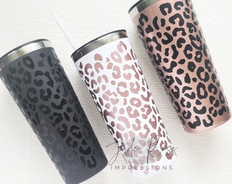 Leopard Print Insulated Tumbler, Stainless Steel Water Bottle, Personalized Gift