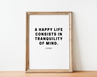 Tranquility in Mind Cicero Quote, Positive Affirmation Quote, Philosopher Gift, Digital Download Gift