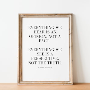 Marcus Aurelius Stoic Quote Everything we hear is an opinion Stoic Affirmation Motivational Philosophy print Office decor Wall art Wallpaper