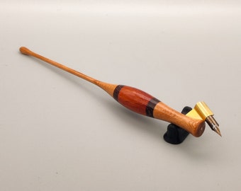 Oblique Calligraphy Dip Pen Holder - Made from Cherry, Padauk and Wenge wood