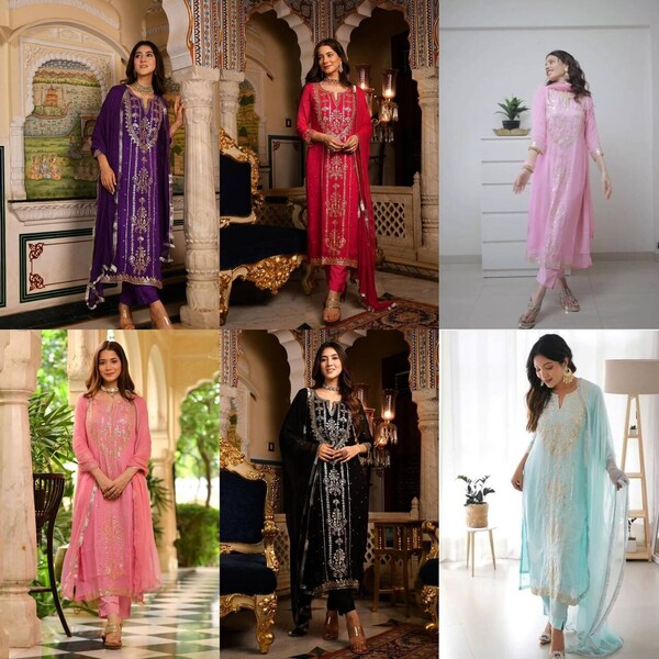Latest Pakistani Designer Wedding Organza Silk Salwar Kameez For Women Traditional Exclusive Fancy Party Wear Salwar Suit RD