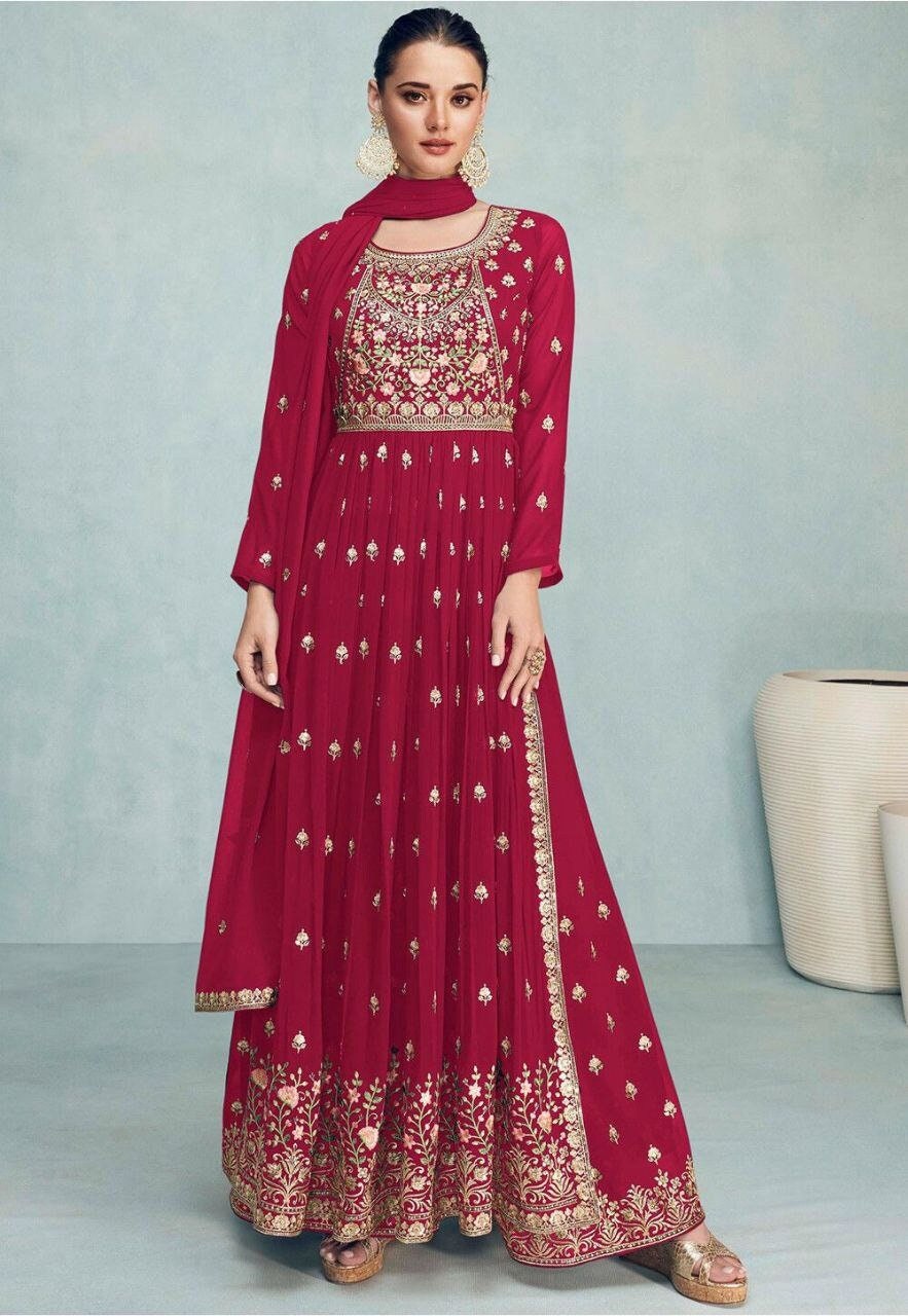 Indian Designer Beautiful Bandhej Ethnic Style Kurti Gown Suit for Women No  Pant No Dupatta Only Jacket and Kurta -  New Zealand