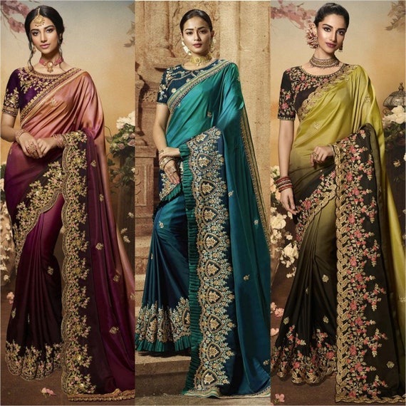 Bollywood Party Wear Rama Colour Designer Saree – garment villa