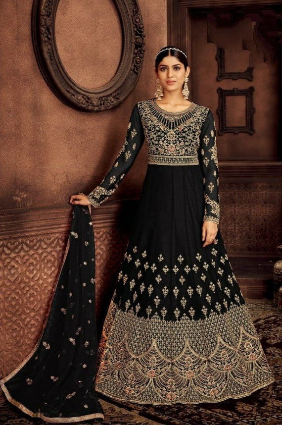 Anarkali Dress for Women, Pakistani Traditional Designer Party Wear Suit  With Sequin Embroidery Work, Indian Readymade Outfit Top & Dupatta -   Canada
