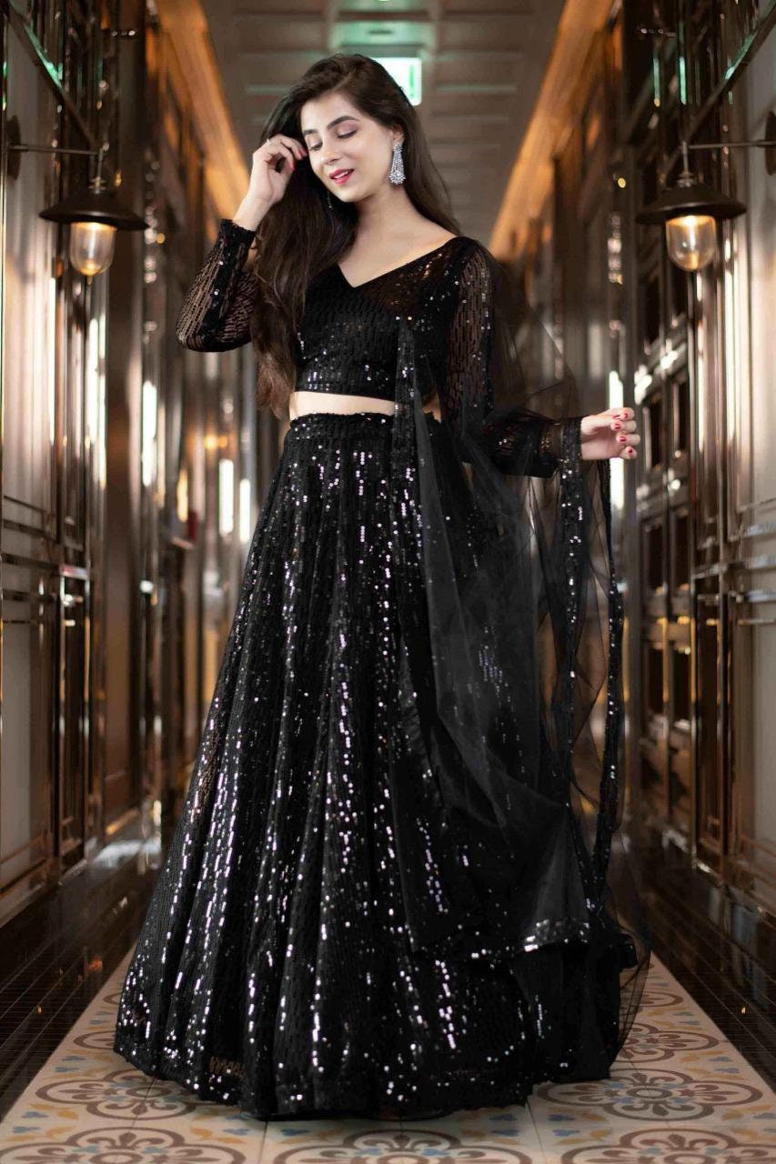 Black Lehenga Choli Pakistani Designer 