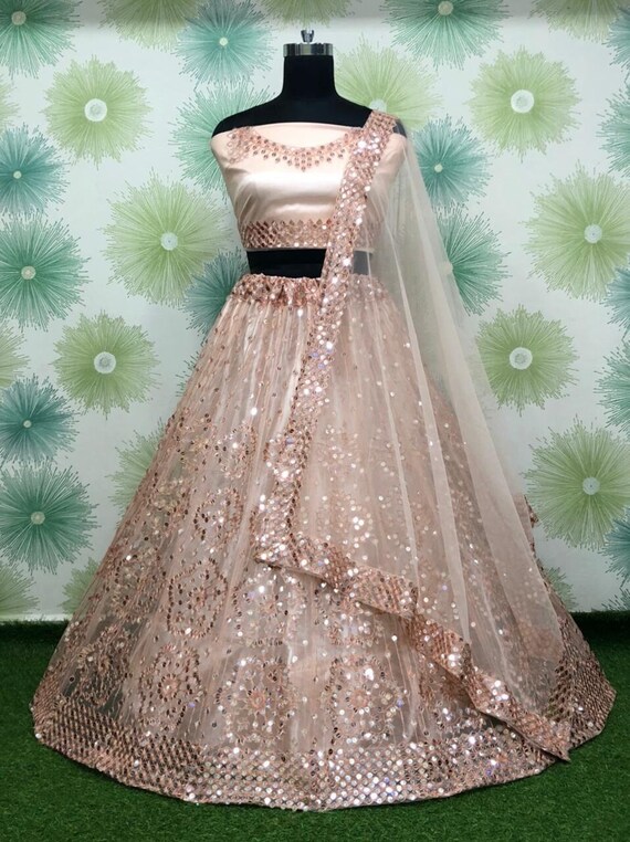 Peach color lehenga choli sale