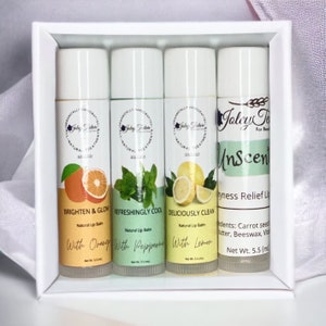 Beeswax lip Balms Set with lemon, Peppermint, Orange oils & natural ingredients,  Gift for her, Mother&#39;s day gift, Party Favors Chapstick