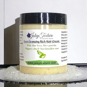 Rice water Shampoo, Deep Cleansing Rich Hair Cream with Aloe Vera, Slippery elm & Marshmallow root, 4 Oz/ Shinny Hair, Growth and Volume