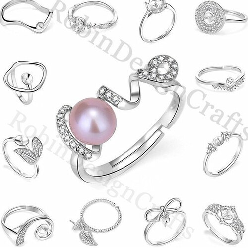 925 Sterling Silver Ring Setting for Pearl /gems Adjustable Etsy