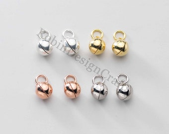 2pcs Sterling Silver Smooth Bell Charm, s925 Silver Bell Charm For Jewelry Making Supplies 5-10mm, Pet Bell Charm, Gold Bell Charm Pendant