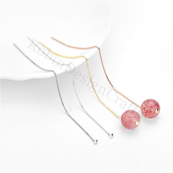 10pcs 925 Sterling Silver Long Threader Earrings, Long Box Chains Earrings, Gold Threader, Dangle Thread Earrings, Hypoallergenic Ear Wires