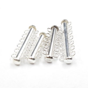 2pcs 925 Sterling Silver Multi-Strand Tube Clasp, 2-8 Rows Bar Tube Clasp For Necklace/Bracelet, Gold Slide Lock Clasp, Silver Jewelry Clasp image 6