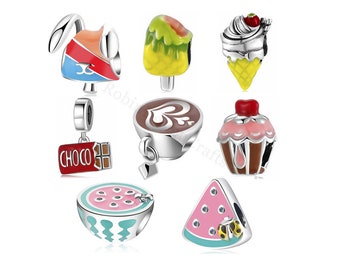 Sterling Silver Enamel Popsicle Charm Pendant, Ice Cream Bracelet, Frozen Treat Necklace, Dessert Charm, Summer Jewelry, Sweet Treat Charm