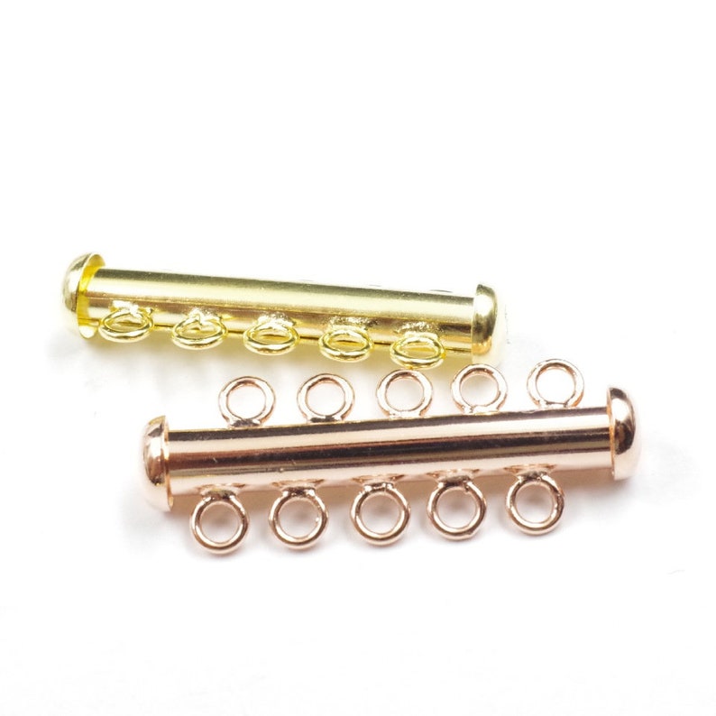 2pcs 925 Sterling Silver Multi-Strand Tube Clasp, 2-8 Rows Bar Tube Clasp For Necklace/Bracelet, Gold Slide Lock Clasp, Silver Jewelry Clasp image 5