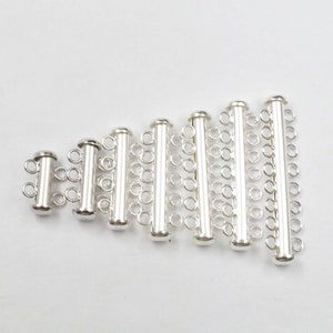 2pcs 925 Sterling Silver Multi-Strand Tube Clasp, 2-8 Rows Bar Tube Clasp For Necklace/Bracelet, Gold Slide Lock Clasp, Silver Jewelry Clasp