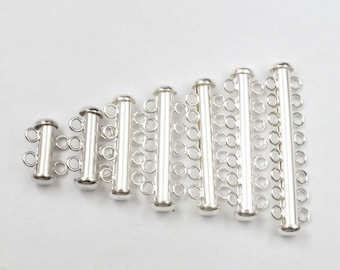 2pcs 925 Sterling Silver Multi-Strand Tube Clasp, 2-8 Rows Bar Tube Clasp For Necklace/Bracelet, Gold Slide Lock Clasp, Silver Jewelry Clasp