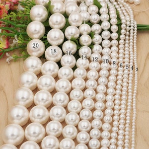 Round Shell Pearl, 2mm/3mm/4mm/6mm/10mm/12mm/16mm, Smooth White Loose Pearl Beads, A Grade High Luster Pearls, Bracelet/Necklace Pearl Beads