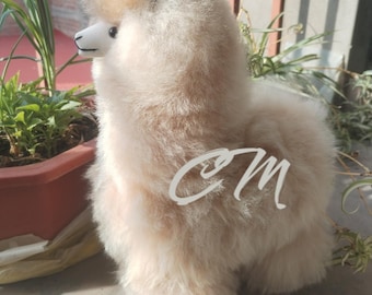 2 PACK Handmade Peruvian Stuffed Alpaca Fur standing alpaca 13 INCHES / Alpaca Stuffed Toy / Alpaca Stuffed Animal