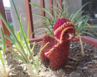 Needle Felted Alpaca Sculpture: Handmade Baby Alpaca Fiber Animal