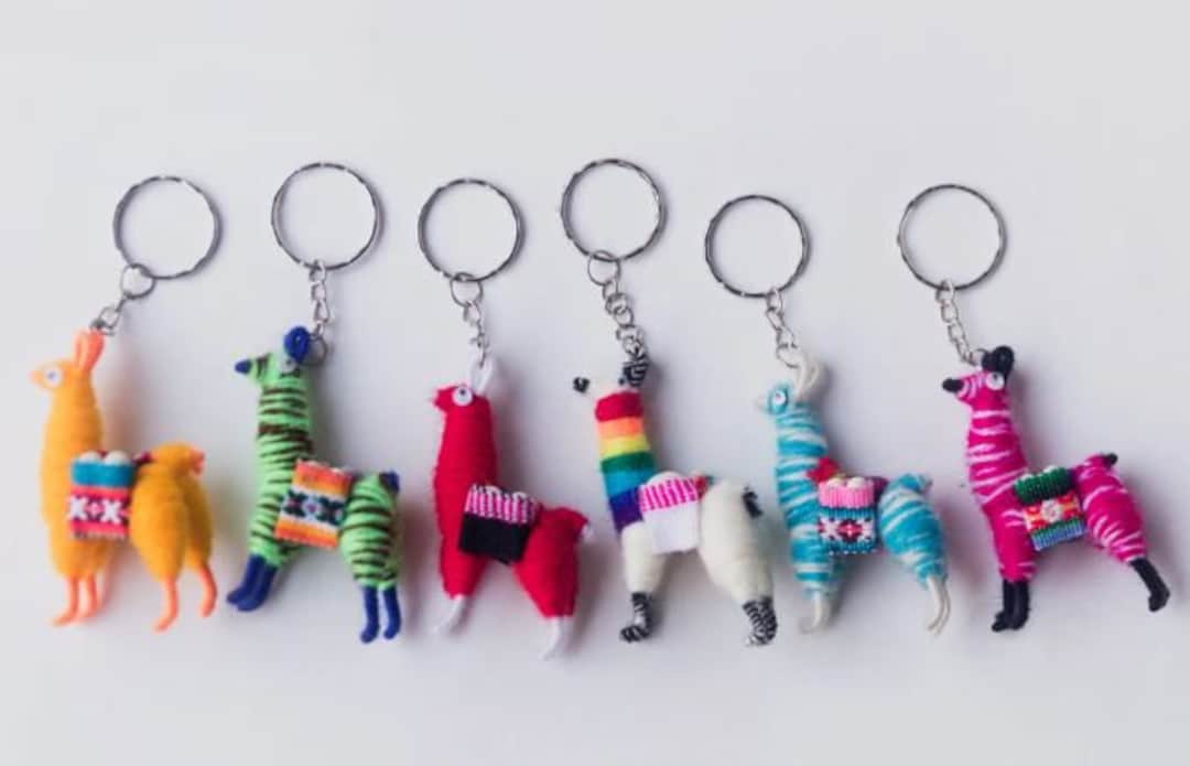 Key Chain Llama Alpaca Wool Miniature, Llama Alpaca Keychains Wholesale