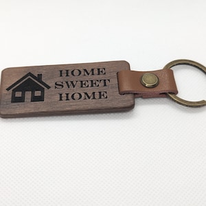 Home Sweet Home Wooden Engraved Keychain