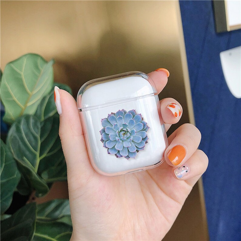 Succulent Floral airpods pro cases clear airpod 1 2 pro case airpod case keychain cute airpod clear airpod case cover cases with case cm011