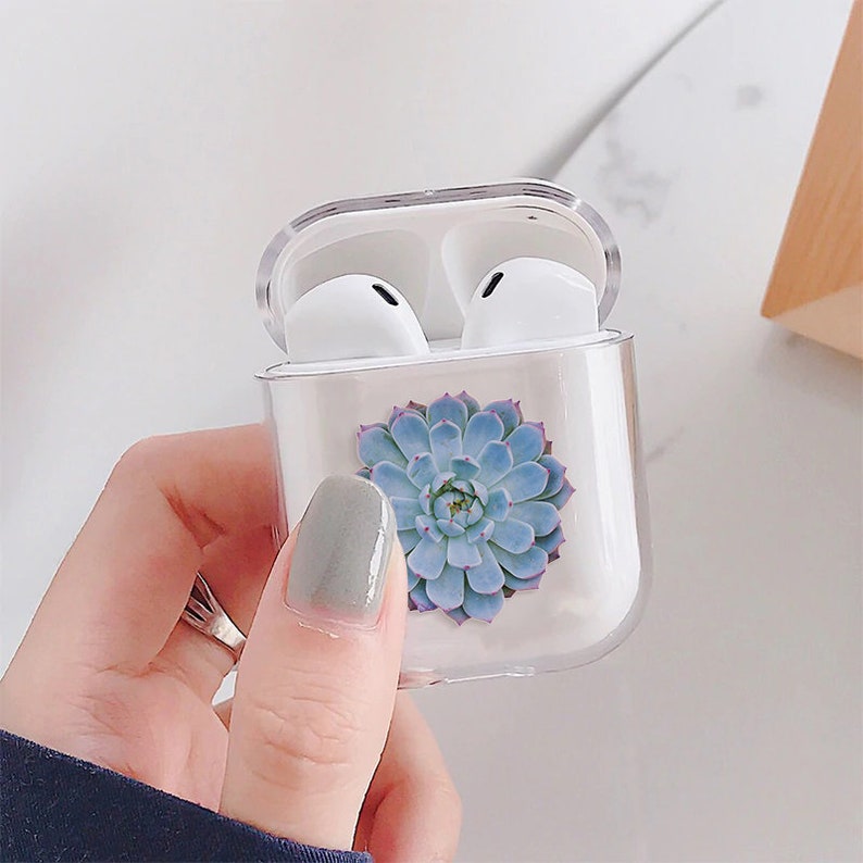 Succulent Floral airpods pro cases clear airpod 1 2 pro case airpod case keychain cute airpod clear airpod case cover cases with case cm011