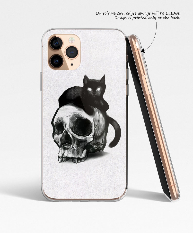 Skull Black Cat iPhone 14 13 12 11 pro max iPhone xs x max case iPhone xr phone case phone case iPhone 11 case iPhone 8 plus case xr c091 image 3