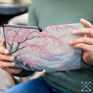 Sakura and Mountains Tasche für Kindle Tasche KPW Scribe Oasis 3 Kobo Paperwhite 12th 11th gen 7"6.8", Colorsoft Kindle 2024 2022 Buchliebhaber Geschenke