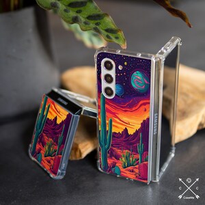 Funda de cactus desert para Samsung Z Fold 6 5g, Z Fold 4, Z Flip 6 5 4, Z Flip 7 5g, TPU plástico, Moto Razr Plus, Google Pixel 9 pro Fold cm031-1