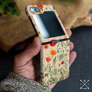 Capa de flor de campo para Samsung Z Flip 6 flip 5 4 Z Flip 3 5g Z Fold 6 5g Z Fold 4 plástico TPU Moto Razr Plus Google Pixel 9 pro Fold cm025-1