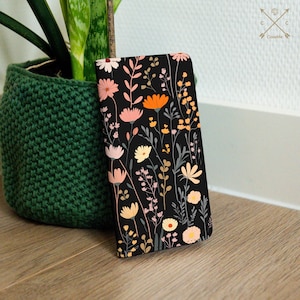 Funda de piel sintética con diseño de flores de campo para iPhone 16, 15 Pro Max, 14, 13, 12, 11, 8, 7, Samsung S24, S23, S22, S21, S20, A25, A54, Pixel 9, 6, 7a, 8a cm002-1_w