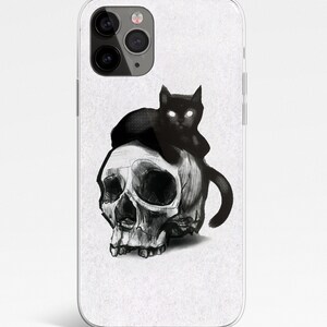 Schedel zwarte kat iPhone 14 13 12 11 pro max iPhone xs x max case iPhone xr telefoon case telefoon case iPhone 11 case iPhone 8 case xr c091 afbeelding 4