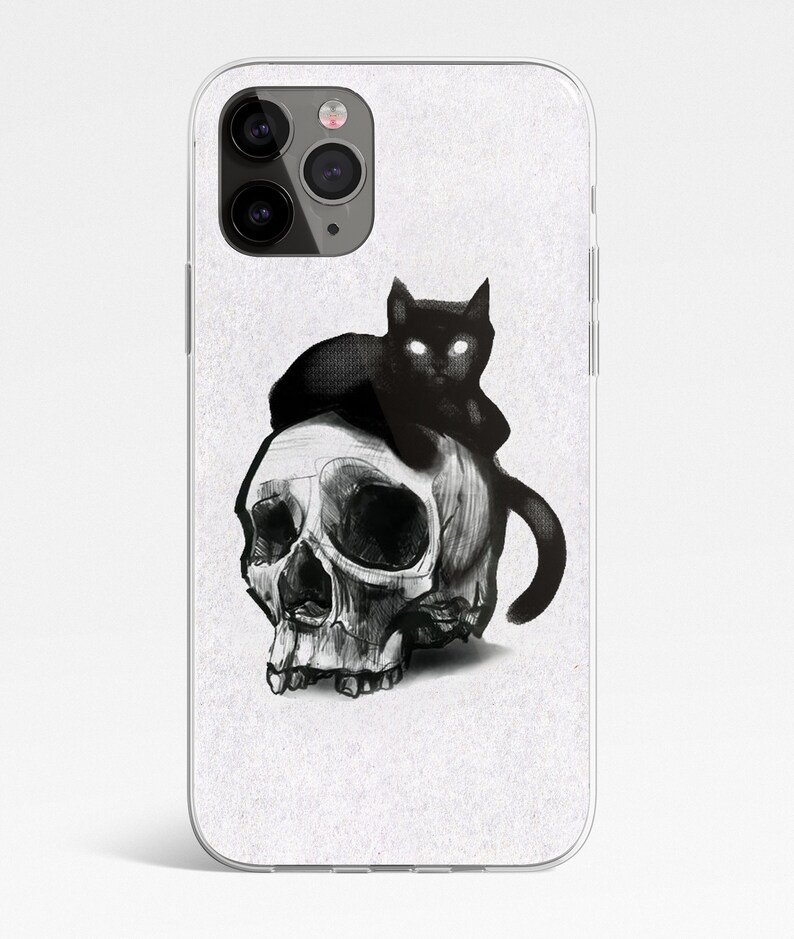 Skull Black Cat iPhone 14 13 12 11 pro max iPhone xs x max case iPhone xr phone case phone case iPhone 11 case iPhone 8 plus case xr c091 image 4