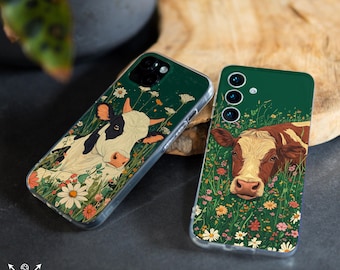 Custodia floreale a forma di mucca per Samsung S23 pro S24 Ultra S22 plus S21 S20 FE 5g Note 20 10 9 8 Galaxy A13 A14 A52 A25 A35 A51 A53 A71 A32 4g cm033