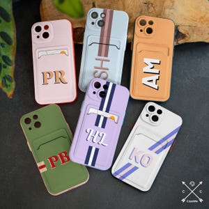 Aangepaste initialen kaartzakje voor iPhone 15 pro max iPhone 14+ 13 12 mini X XR XS Samsung S24 Ultra Note 20 Galaxy S23 S22 S21 S20 D