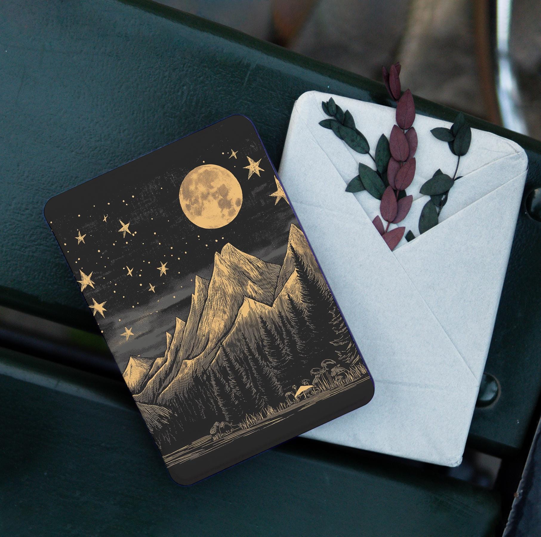 Mountain moon case for Kindle Paperwhite 12th 11th gen 7&quot; 6.8&quot; Colorsoft 2024 Case KPW Scribe Kindle Oasis 3 Cover Kindle 2022 starry night