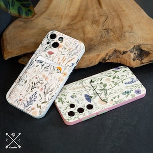 Capa de bolso para cartão de flores do campo para Samsung Note 20 Galaxy S22 Ultra S24 S23 S21 S20 iPhone 15 pro max iPhone 14+ 13 12 mini X xr XS cm010