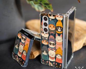 Cute cat pattern case for Samsung Z Fold 6 5g Z Fold 4 Samsung Z Flip 7 5g Z Flip 6 5 4 TPU Moto Razr Plus Google Pixel 9 pro Fold cm035-2