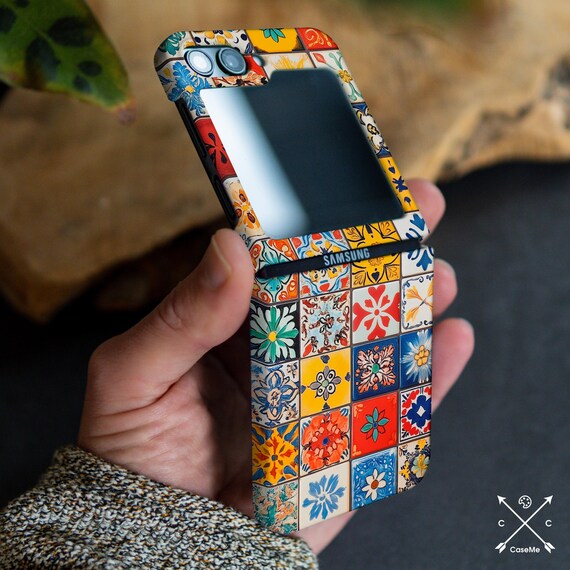 Azulejo tile colorful case for Samsung Z Fold 6 5g Z Flip 6 Z Flip 5 4 3 Z Fold 4 TPU plastic Moto Razr Plus Google Pixel 9 pro Fold cm043-1
