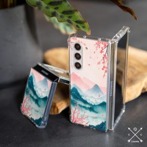 Funda Sakura japonesa para Samsung Z Flip 6 5 4 Z Flip 7 5g Z Fold 6 5g Z Fold 4 TPU plástico Moto Razr Plus Google Pixel 9 pro Fold cm005-1