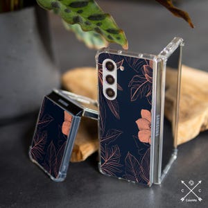 Funda botánica oscura para Samsung Z Fold 6 5g Z Fold 4 Z Flip 6 5 4 Z Flip 7 5g TPU plástico Moto Razr Plus Google Pixel 9 pro Fold cm028-2