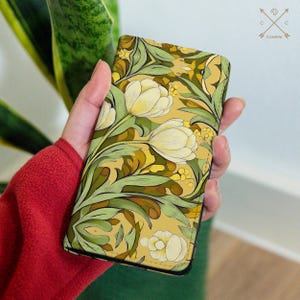 Funda tipo cartera con tapa de piel sintética botánica vintage para iPhone 16, 15 Pro Max, 14, 13, 12, 11, 8, 7, Samsung S24, S23, S22, S21, S20, A25, A54, Pixel 9, 6a, 8a, cm045